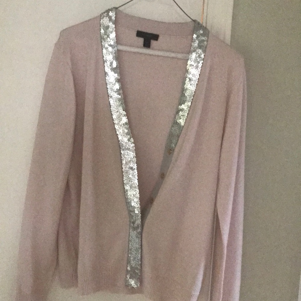 J crew blush sequined cardigan boxy fit